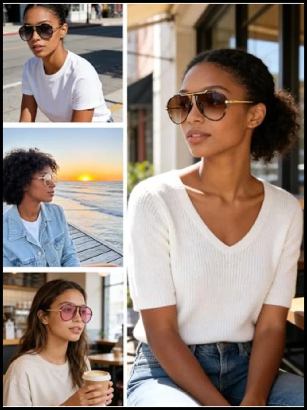 Oversized Retro Aviator Sunglasses UV400 Protection